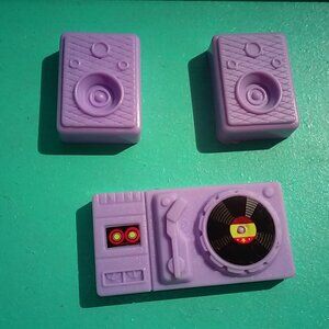 Barbie Doll purple speakers & record player music band 80s